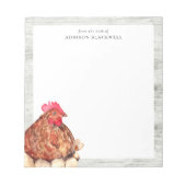 Bauernhof Rustikales Watercolor Huhn Personalisier Notizblock (Vorderseite)