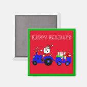 Bauernhof Santa on Traktor mit Geschenken Magnet (Vorderseite/Rückseite)