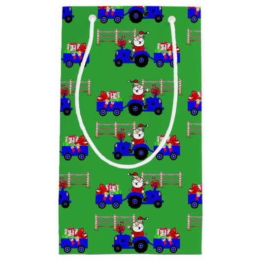 Bauernhof Santa on Traktor mit Geschenktasche Kleine Geschenktüte (Vorderseite)