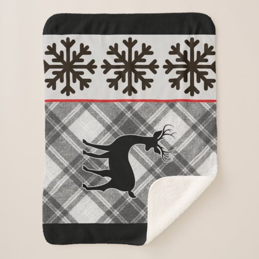 Bauernhof Schwarz-weiß Buffalo Karierte Hirschschs Sherpadecke (Vorderseite)