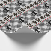 Bauernhof Schwarz-weiß Büffel Karierter Hirschschs Geschenkpapier (Ecke)