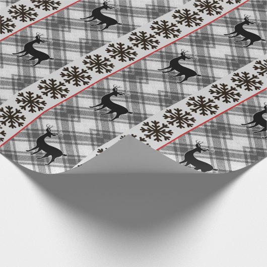 Bauernhof Schwarz-weiß Büffel Karierter Hirschschs Geschenkpapier (Ecke)