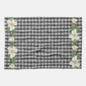 Bauernhof Schwarzer Karo Rustikale weiße Magnolia  Geschirrtuch (Horizontal)