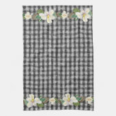 Bauernhof Schwarzer Karo Rustikale weiße Magnolia  Geschirrtuch (Vertikal)