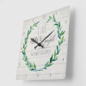 Bauernhof Shiplap Holz Rustikale Leaf Kranz Famili Quadratische Wanduhr (Winkel)