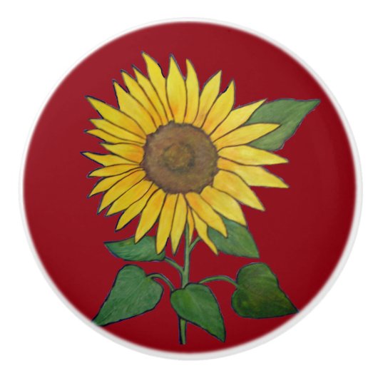 Bauernhof Sonnenblumen Keramik ziehen/klopfen Keramikknauf (Vorderseite)