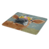 Bauernhof-Spaß - Kuh mit Blumen-Krone Schneidebrett (Ecke)