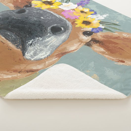 Bauernhof-Spaß - Kuh mit Blumen-Krone Sherpadecke (3/4)