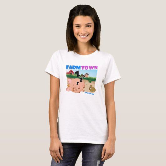 Bauernhof-Stadtschläfriger Piggy T - Shirt (Vorne ganz)