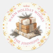 Bauernhof Stapel von Weihnachtsgeschenken Personal Runder Aufkleber (Vorderseite)