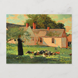 Bauernhof Szene, berühmtes Kunstwerk von Winslow H Postkarte