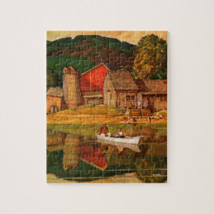 Bauernhof-Teich-Landschaft durch Met Schaeffer Puzzle