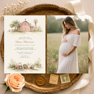 Bauernhof-Tier-Foto-Baby-Party Einladung