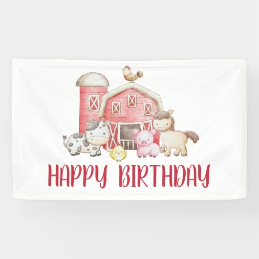 Bauernhof-Tier- und Scheunen-Geburtstag Banner (Horizontal)