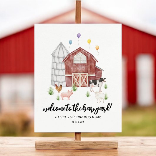 Bauernhof Tierhaltung Barnyard Geburtstag Willkomm Poster