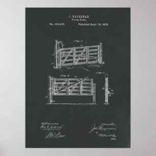 Bauernhof-Tor-Patent-Druck auf Tafel Poster