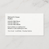 Bauernhof-und Land-Verkaufs-Grundstücksmakler Visitenkarte (Rückseite)