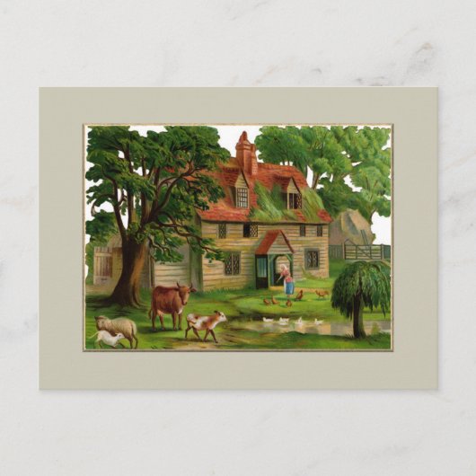 Bauernhof und landwirtschaftliche Nutztiere Postkarte (Vorderseite)