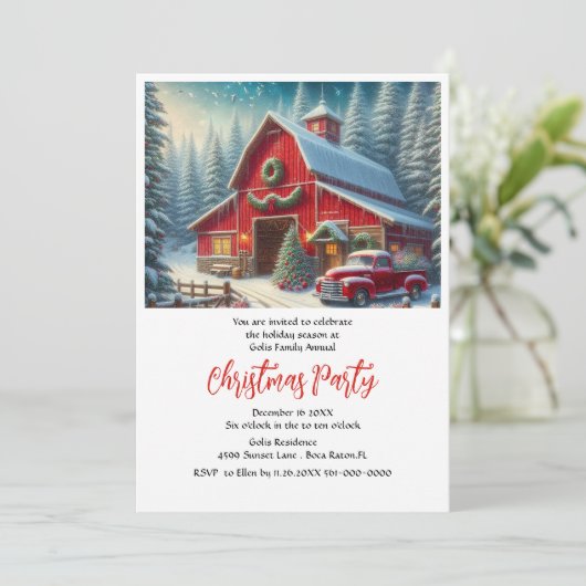 Bauernhof und Weihnachtsbauernhof "Red Truck" - Pa Einladung (Stehend Vorderseite)