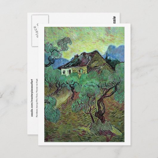 Bauernhof Unter den Olivenbäumen Van Gogh Postkarte (Vorne/Hinten)