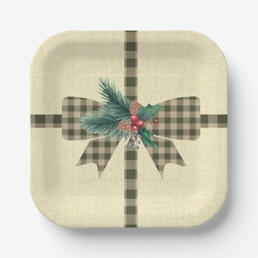 Bauernhof Urlaub Kariert Pappteller (Vorderseite)