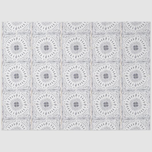 Bauernhof Vintag Tile Schwarz Weiß gestrichen Seidenpapier (Vorderseite)