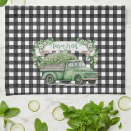 Bauernhof | Vintager grüner LKW | Frisch Geschirrtuch