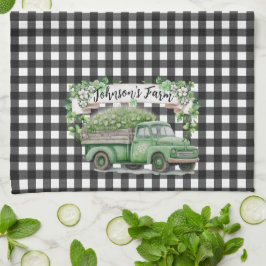 Bauernhof | Vintager grüner LKW | PERSONALISIERT Geschirrtuch
