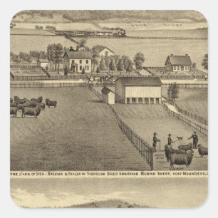 Bauernhof von SA Cockayne nahe Moundsville Quadratischer Aufkleber