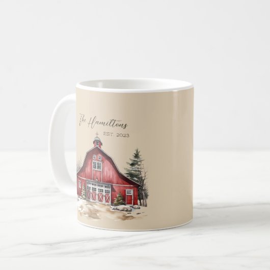 Bauernhof Wasserfarben Stall Land Custom Kaffeetasse (Vorderseite Links)