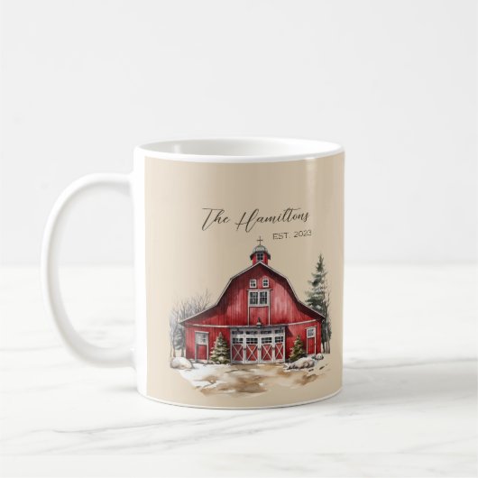 Bauernhof Wasserfarben Stall Land Custom Kaffeetasse (Links)