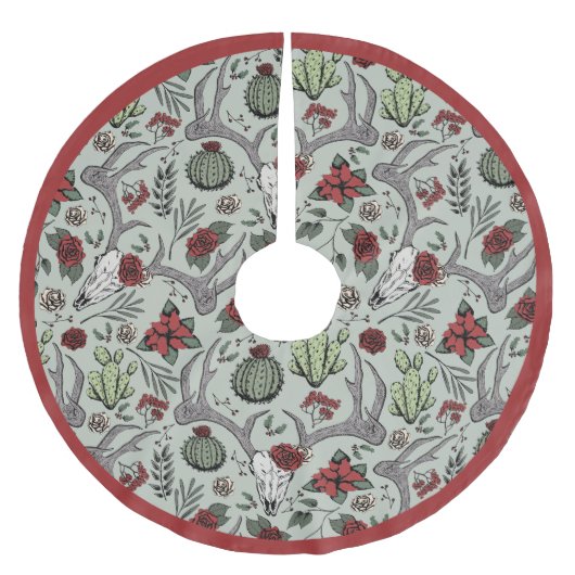 Bauernhof Weihnachten Blumentauber Schädel Antler Polyester Weihnachtsbaumdecke (Vorderseite)