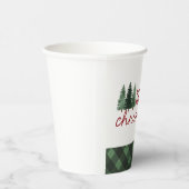 Bauernhof Weihnachten Grün Karierter Urlaub Pappbecher (Rechts)