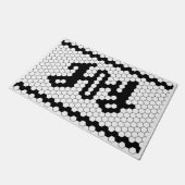 Bauernhof Weihnachten Joy Imitate Tile Black and W Fußmatte (Schrägansicht)