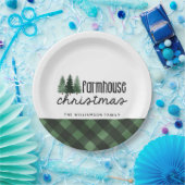 Bauernhof Weihnachten Karierte Familienname Papier Pappteller (Party)