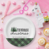 Bauernhof Weihnachten Karierte Familienname Papier Pappteller (Party)