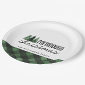 Bauernhof Weihnachten Karierte Familienname Papier Pappteller (Schrägansicht)