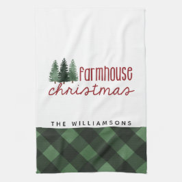 Bauernhof Weihnachten Land Kariert Familienname Geschirrtuch