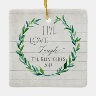 Bauernhof Weihnachten Wasserfarben Wraath w Foto Keramikornament