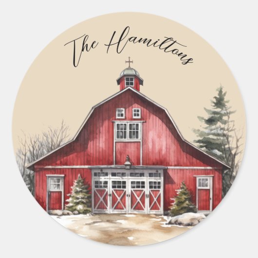 Bauernhof Weihnachten Weihnachten Runder Aufkleber (Vorderseite)