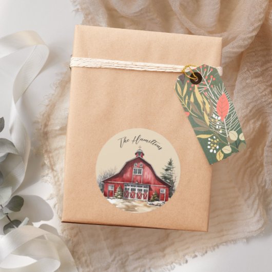 Bauernhof Weihnachten Weihnachten Runder Aufkleber