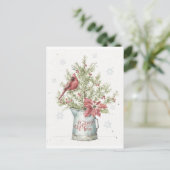 Bauernhof Weihnachtsbaum mit Kardinal Feiertagspostkarte (Stehend Vorderseite)