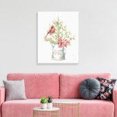 Bauernhof Weihnachtsbaum mit Kardinal Leinwanddruck (Insitu (Wohnzimmer))