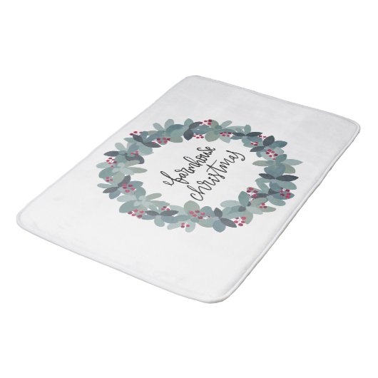 Bauernhof Weihnachtskranz Badematte (Schrägansicht)