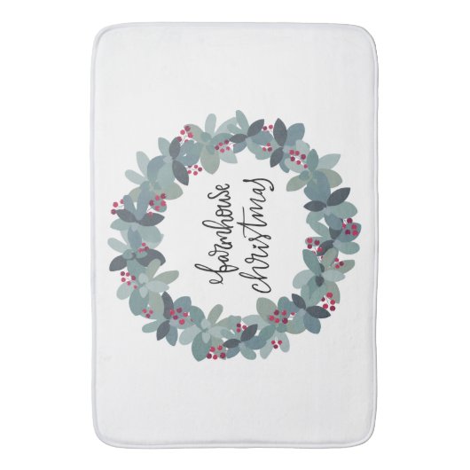 Bauernhof Weihnachtskranz Badematte (Vorderseite Vertikal)