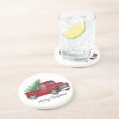 Bauernhof Weihnachtswasserroter LKW Getränkeuntersetzer (Seite)