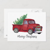 Bauernhof Weihnachtswasserroter LKW Postkarte (Vorne/Hinten)