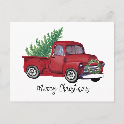 Bauernhof Weihnachtswasserroter LKW Postkarte (Vorderseite)