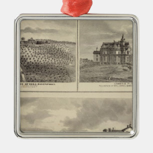 Bauernhof, Weinberg und Wohnsitze in Cedar County Ornament Aus Metall