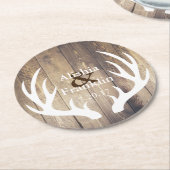 Bauernhof Weiße Antler Braut & Groom Hochzeitstag Runder Pappuntersetzer (Angewinkelt)